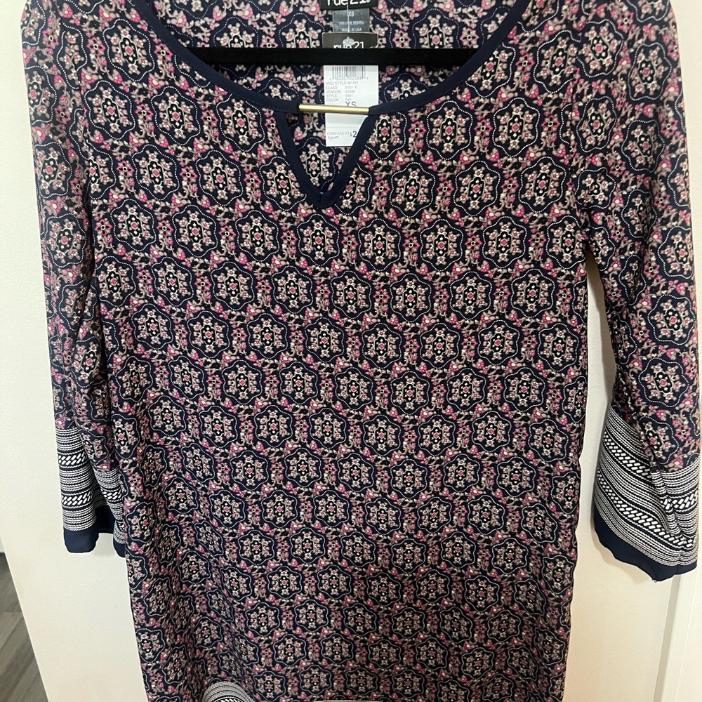 Women's Pink and Blue Patterned Dress. New
